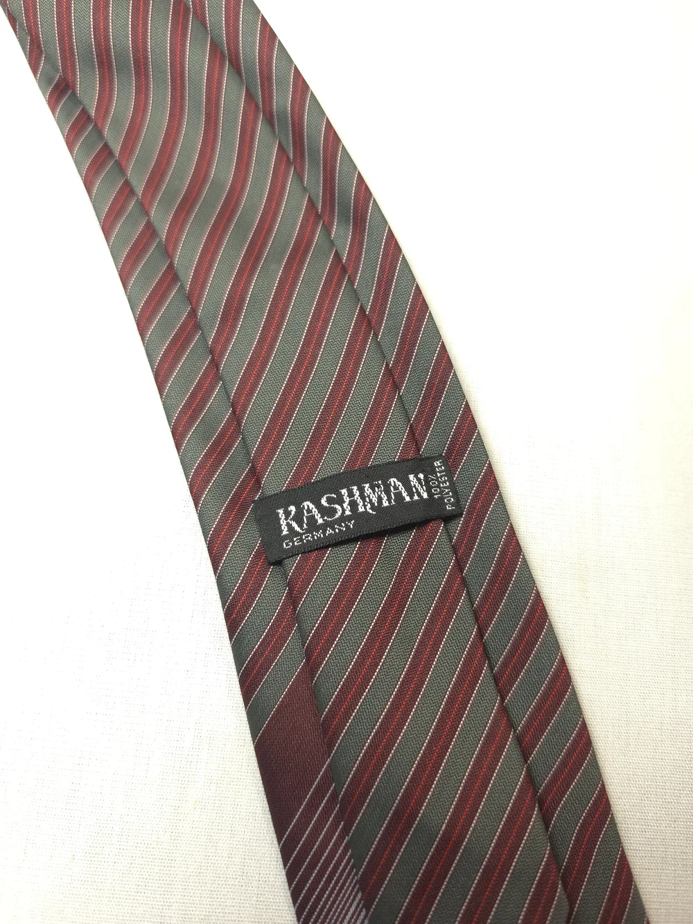 Men's Kashman Germany Burgundy and Gray Striped Men's Tie